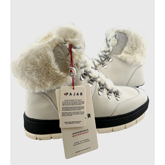 NIB Pajar Chalet Womens US 10 Lace Up Winter Boot Waterproof Faux Fur White Snow - Picture 1 of 11